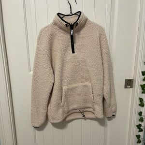 PINK fluffy, quarter-zip sweater•Size Small